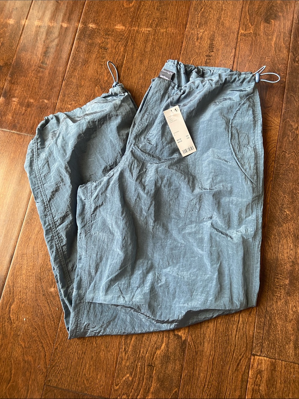 Urban Outfitters metallic blue parachute pants adjustable SZ L
